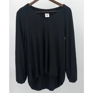 Cabi Women's Black Elastic V-Neck Tunic Blouse XS